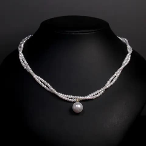 Collier perles rondes fermoir double